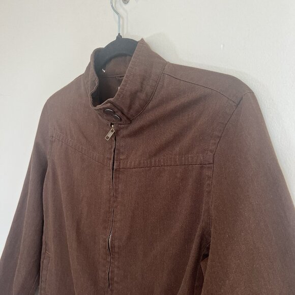 SF415 Full Zip Short Jacket Brown Poly-Cotton Blend Zip Cuff M - Picture 6 of 16
